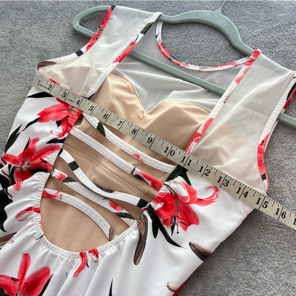 Albion White One-Piece Swimsuit with Coral Floral Print - Picture 14 of 14